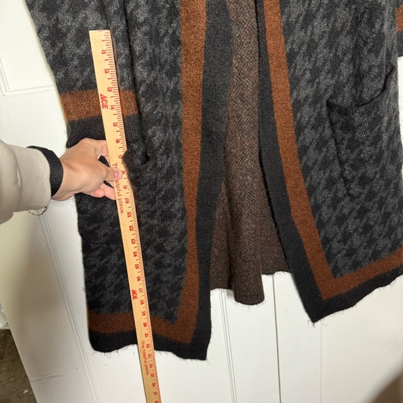 Max Studio Houndstooth Open Front Cardigan Sweater Coat Size Large Jacquard - Picture 5 of 12